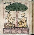 Рамананда (слева) и Кабир на средневековом манускрипте