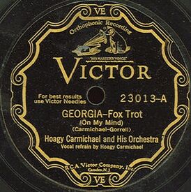 Обложка сингла Хоги Кармайкла и его оркестра «Georgia on My Mind» ()