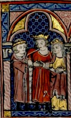 Бракосочетание Онфруа IV и Изабеллы Иерусалимской. Миниатюра XIII века