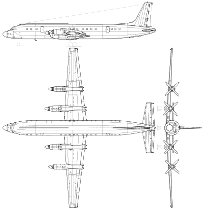 Ilyushin Il-18V 3-view.svg