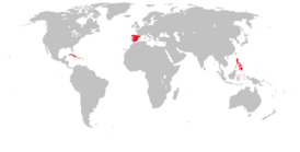 Карта колониальной экспансии Испанской империи.