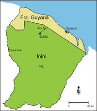 Территория Инини обозначена зелёным цветом