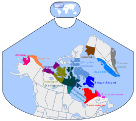 Серым отмечены районы, в которых распространено Восточно-гренландское наречие