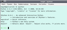 Скриншот программы IPython