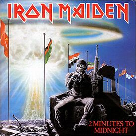 Обложка сингла Iron Maiden «2 Minutes to Midnight» (1984)