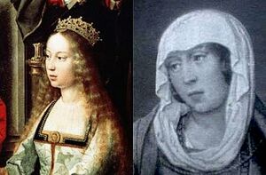 Слева — Изабелла I в образе Cвятой Екатерины, справа — Хуана Бельтранеха