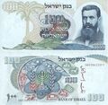Банкнота достоинством 100 лир 1968 года выпуска, посвящённая Теодору Герцлю