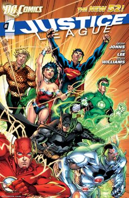 Обложка выпуска Justice League № 1 (август 2011). Художник Джим Ли