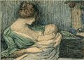 Мать и ребенок (исследование в краске и темпера)