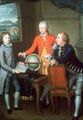Портрет Дугласа, 8-го герцога Гамильтона со своим врачом доктором сэром Джоном Муром и его старшим сыном Джоном за планом Гран-тура. 1744.