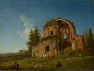 Пейзаж с руинами храма Минервы Целительницы в Риме. Галерея старых мастеров, Дрезден.