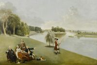 Сад Хэмптон-Хауса, где мистер Дэвид Гаррик с супругой пьют чай, 1763.