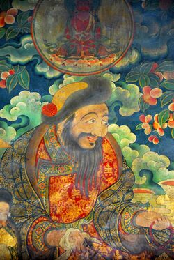 Фреска с изображением Гуши-хана в храме Джоканг, Тибет