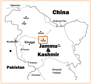 Каргил на карте Джамму и Кашмира
