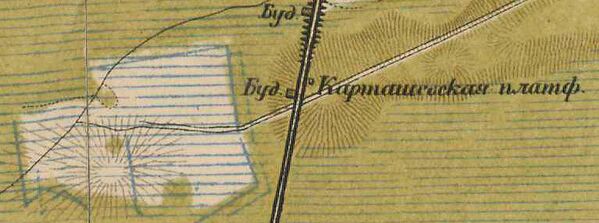 Осушенные земли будущего посёлка Карташевская на карте 1885 года