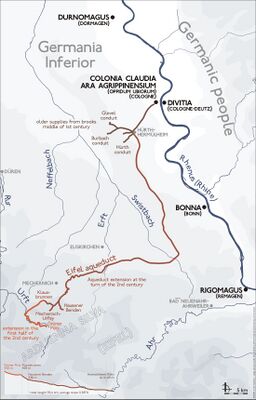 Карта прохождения акведука Айфель (красная линия)