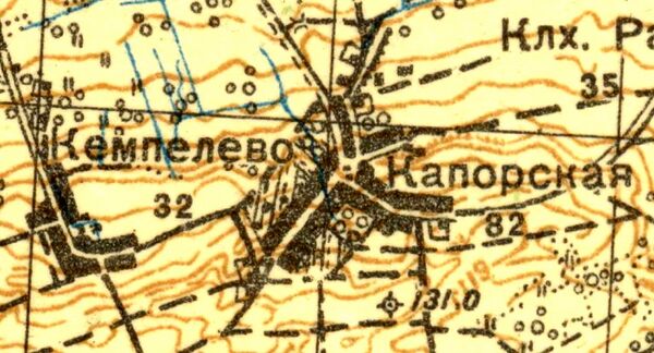 Деревня Кемпелево на карте 1931 года