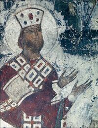 Георгий III на фреске из Вардзии