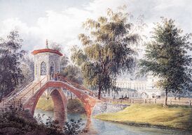 Крестовый мост в Александровском парке, акварель XIX века