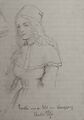 junge Frau; Zeichnung aus dem Kloster Töss