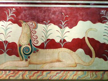 Грифон на дворцовых фресках Крита
