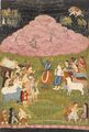 Кришна поднимающий гору Говардхан. Илл. к "Бхагавата пуране", ок. 1640г, Музей Виктории и Альберта, Лондон