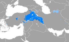 Распространение курдского языка на территориях Западной Азии      Регионы, где он является языком большинства      Регионы, где он является языком меньшинства