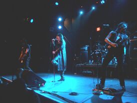 Выступление L.A. Guns в Chance Theater, Poughkeepsie, Нью-Йорк, 2008 год. Слева направо: Скотт Гриффин, Фил Льюис, Стэйси Блэйдс