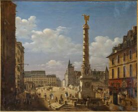 Дворец du Chatelet и новый «Пальмовый фонтан на площади Шатле», архитектор Этьен Буо (Etienne Bouhot) (1810)