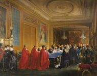 Королю Луи-Филиппу вручается британский орден Подвязки. 1844, частное собрание.