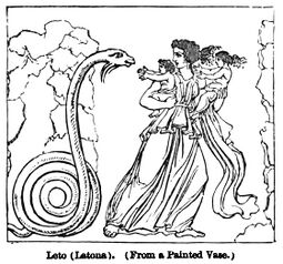Пифон и Латона, прорисовка античной вазы