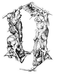 Буквица «Q» из средневекового фантастического алфавита
