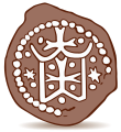 Геральдический знак «якорь-крест» на монете Киевского князя Владимира Ольгердовича. Год чеканки: 1388-1392
