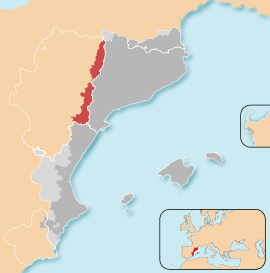 Расположение Западной полосы на карте каталанских земель