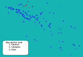 Расположение островов в архипелаге Туамоту.
