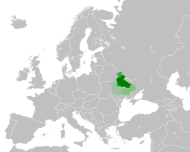 Границы Гетманщины, наложенные на современную карту Европы
