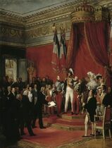 Король Луи-Филипп отказывается от короны, 17 февраля 1831 года предложенной Бельгийским Конгрессом его сыну, герцогу Немурскому. 1836, Версаль.