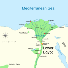 Карта дельты Нила в древности, показывающая Аварис