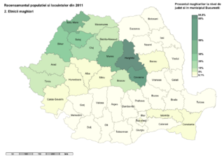 Венгры по жудецам Румынии (перепись 2011)