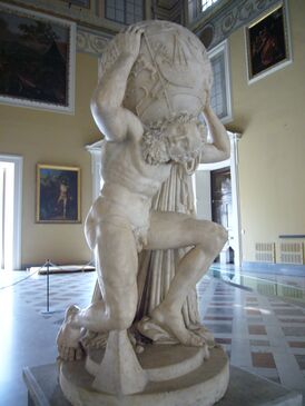 Античная скульптура, изображающая Атланта, из коллекции Фарнезе. Национальный археологический музей Неаполя