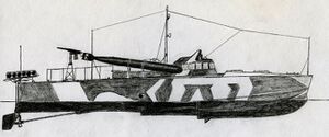 Торпедный катер MAS 536 в камуфляжном раскрасе, рисунок.