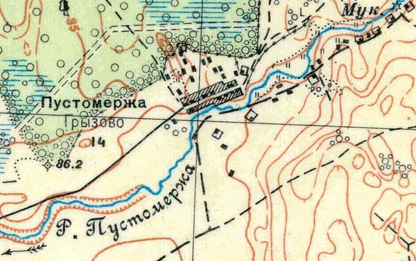 План деревни Малая Пустомержа. 1930 год