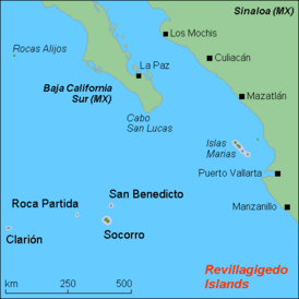 Карта островов Ревилья-Хихедо