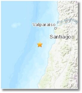Эпицентр землетрясения около Вальпараисо 2 мая 2010 года (Снимок USGS)