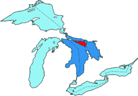 Манитулин (выделен красным) на карте Великих озёр