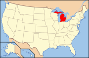 Положение Мичигана на карте США