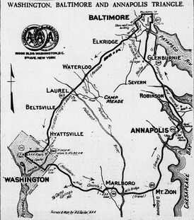 Карта Вашингтона, Форт Мид, Балтимора и Аннаполиса, 1919 год