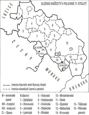 Силезия в XVII веке. Крновское княжество — под цифрой 14