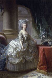 Элизабет Виже-Лебрен. Портрет Марии-Антуанетты в придворном платье. 1779. Юбка на широком каркасе-панье