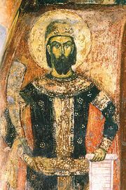 Марко на фреске Маркова монастыря под Прилепом, около 1380 года